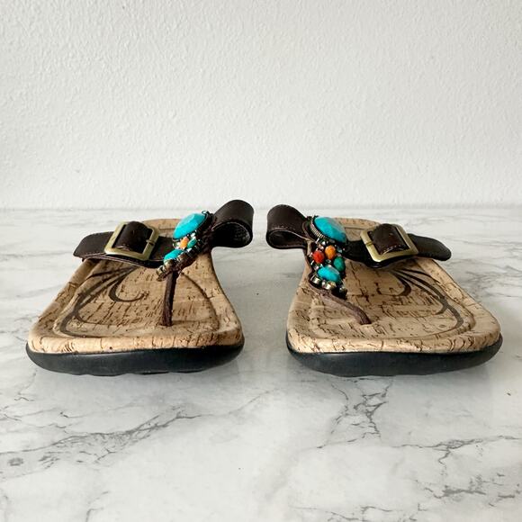 Abeo BioSystems Turquoise Sandal Flip-flops Women’s Size 9.5 Style BLING - Picture 3 of 9